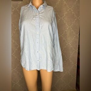 Gap 100% Cotton Baby Blue Long Sleeve Button Fitted Boyfriend Shirt Size S